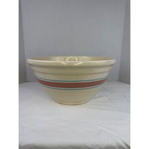 Vintage McCoy Oven Ware Mixing Bowl‎ Baking HUGE XL 14" Pink Blue Stripes USA